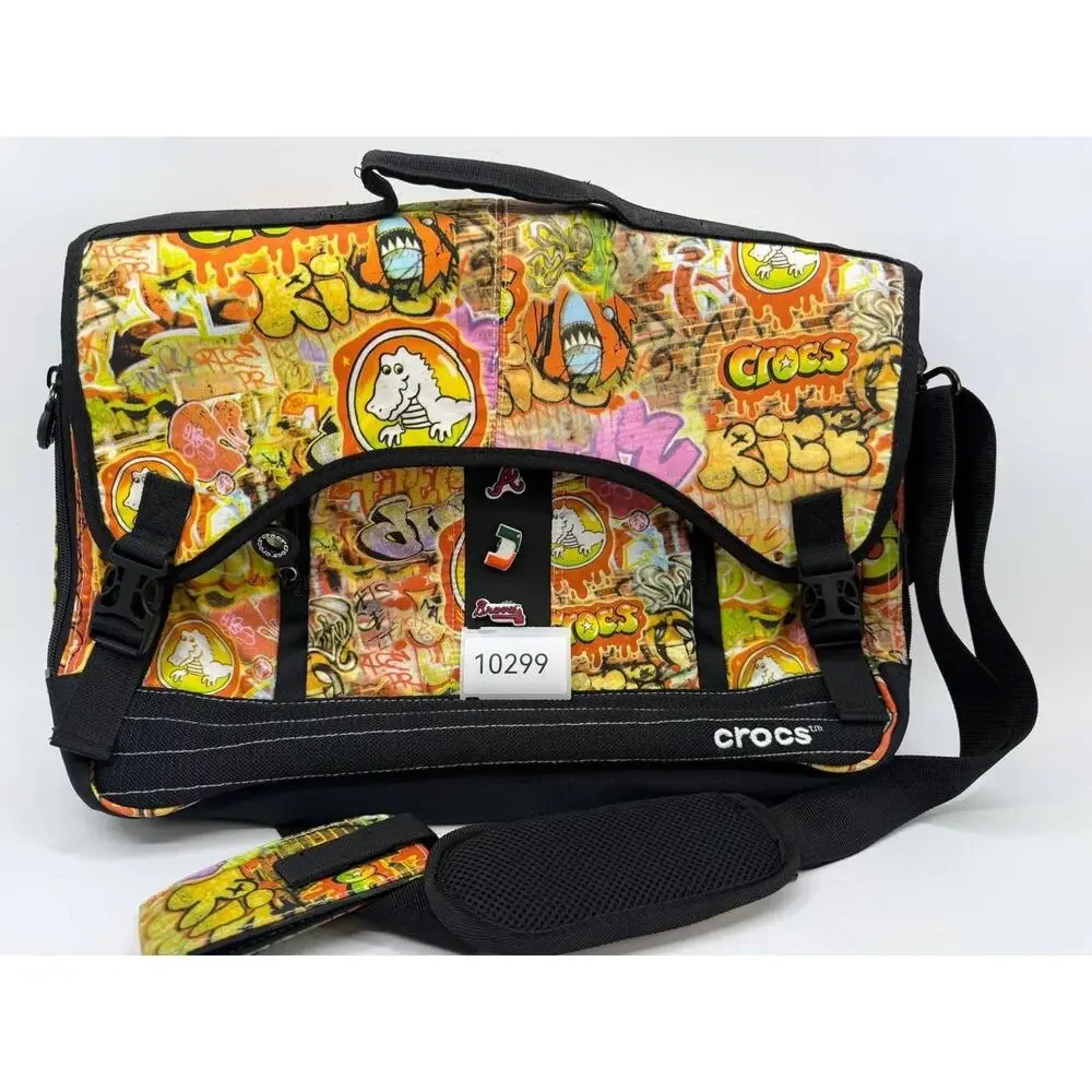 Crocs Graffiti Messenger Laptop Bag Shoulder Bag Jibbitz Black Multicolor